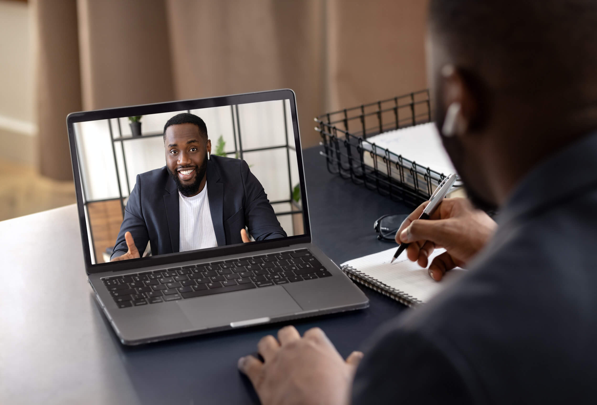 A man doing a one-way interview.